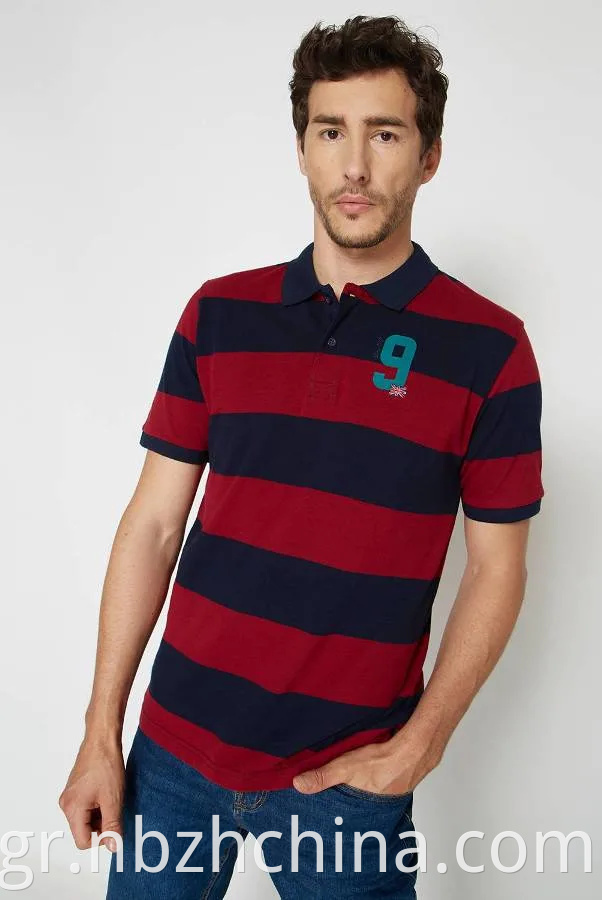 Mens Yarn Dye Stripes Basic Polo